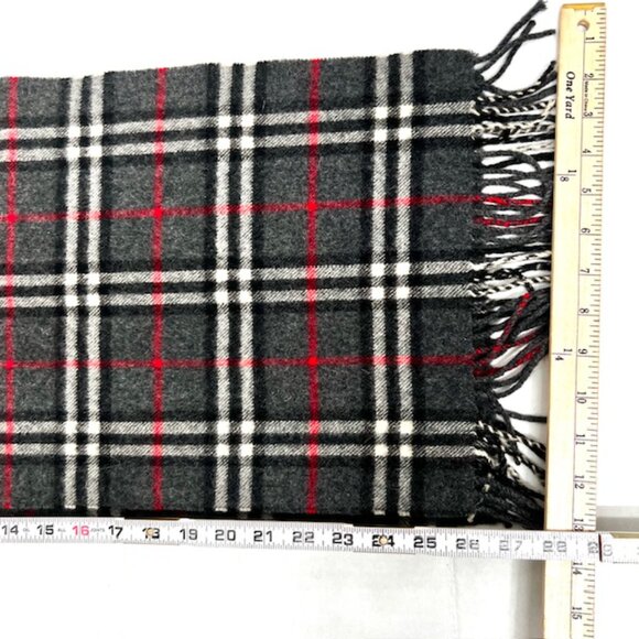 Vintage-Burberrys of London Men/Women   100% Cashmere Black Gray Paid 56"x12" (3 - Picture 8 of 10